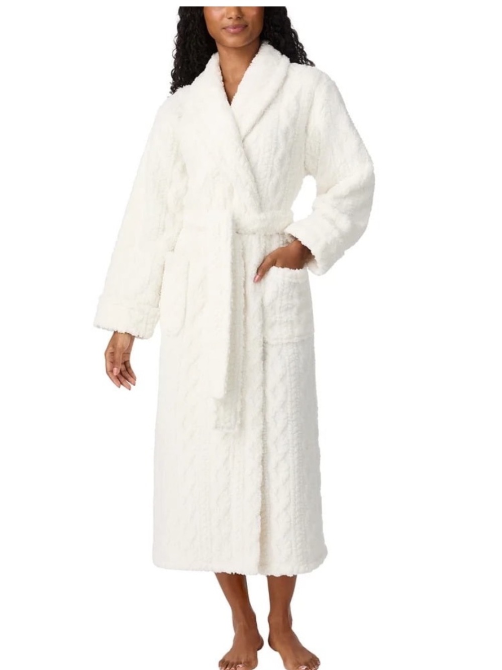 NWT Room Service Cozy Plush Long White Women's Bath Robe